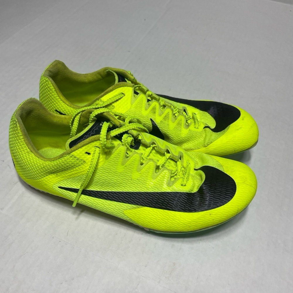 Nike Mens Track Spikes US 7.5‎ Volt Black Removable Spikes Athletic Performance - Picture 3 of 8